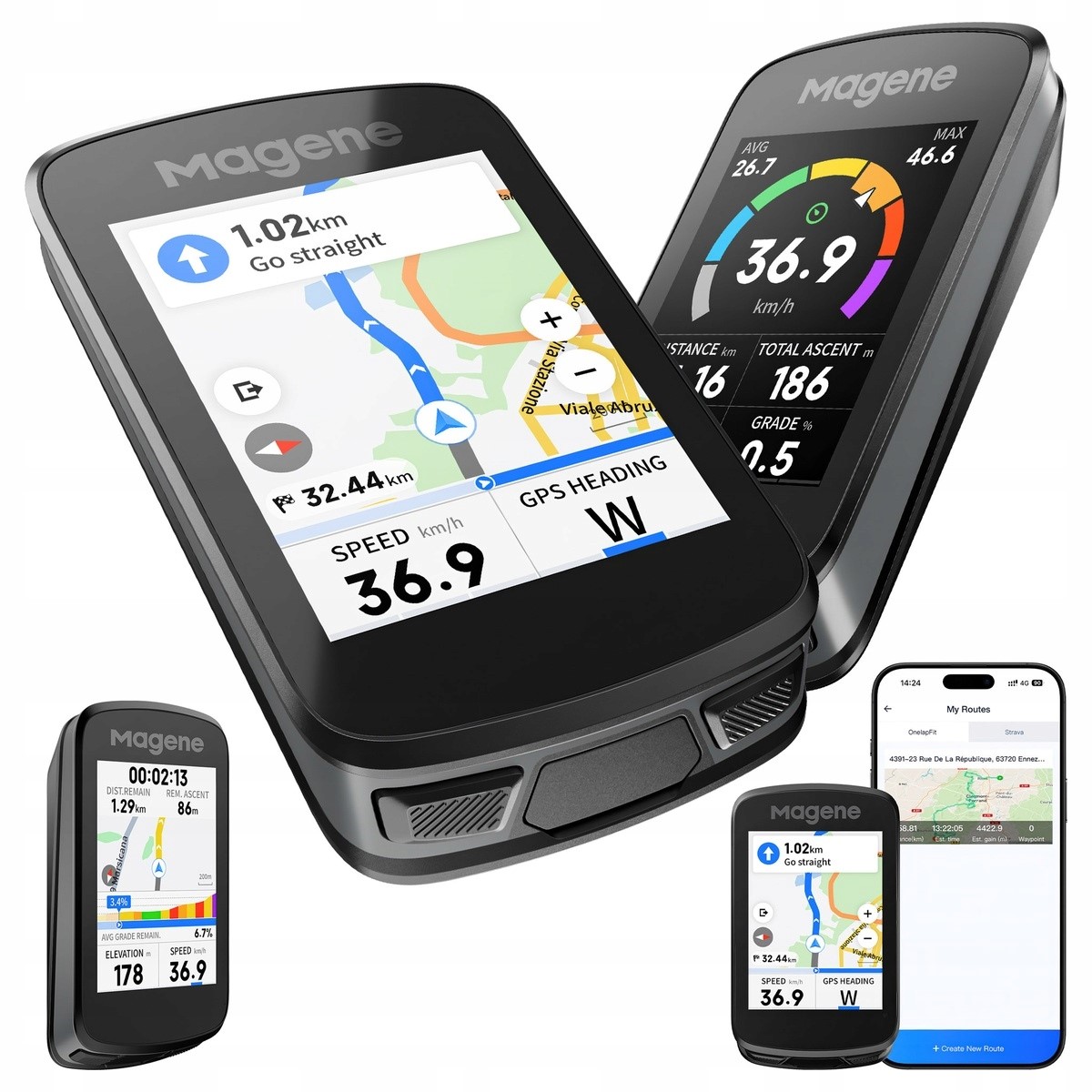 Licznik Rowerowy Gps Magene C606 V2 Nawigacja Dotyk WiFi Strava