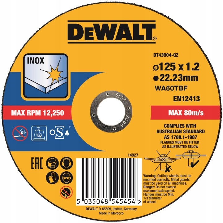 

Tarcza do cięcia metalu DeWALT 125 x 1,2 x 22mm