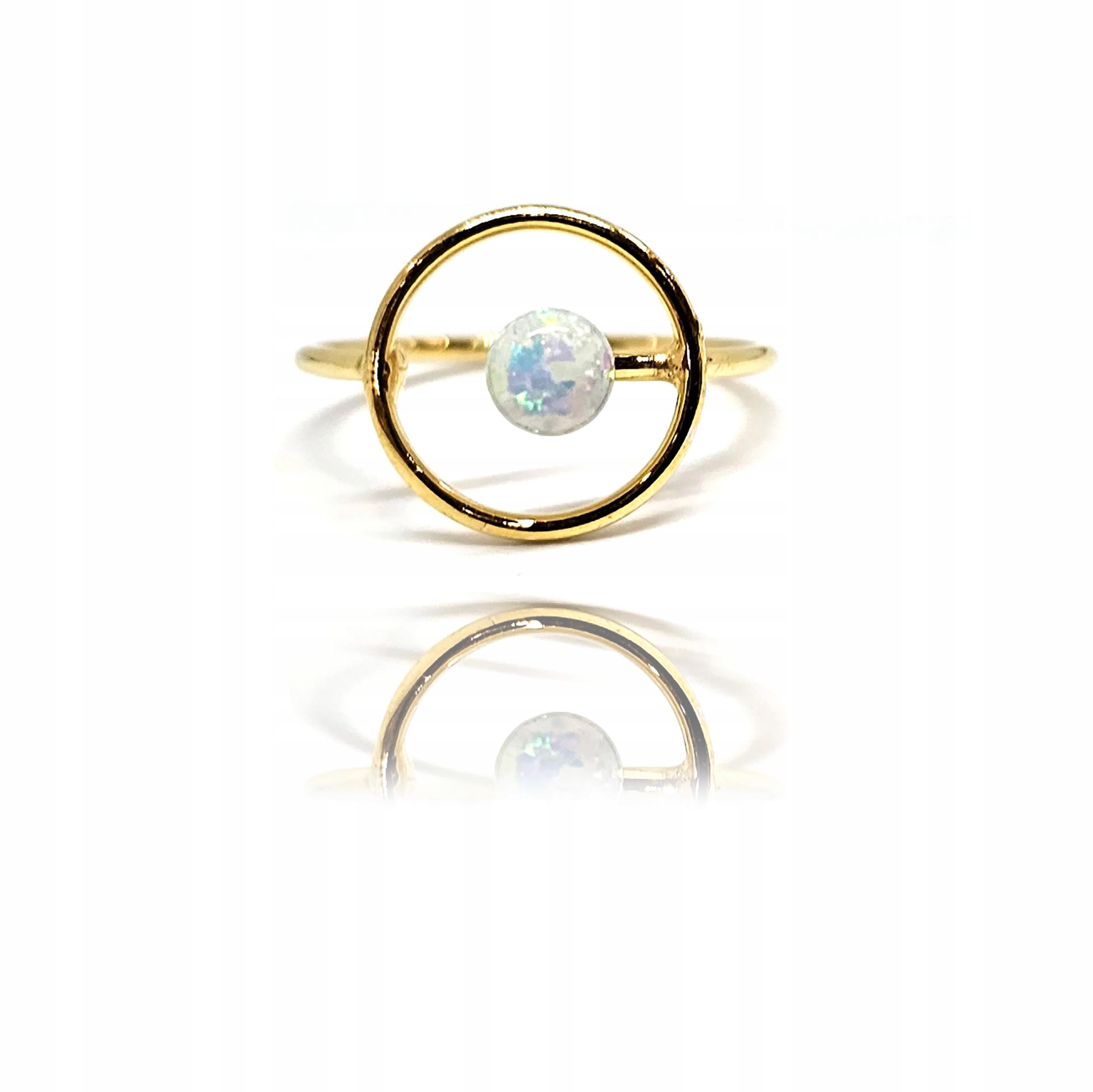 Moderní pozlacený Prstýnek ze stříbra 925 s bílým opálem