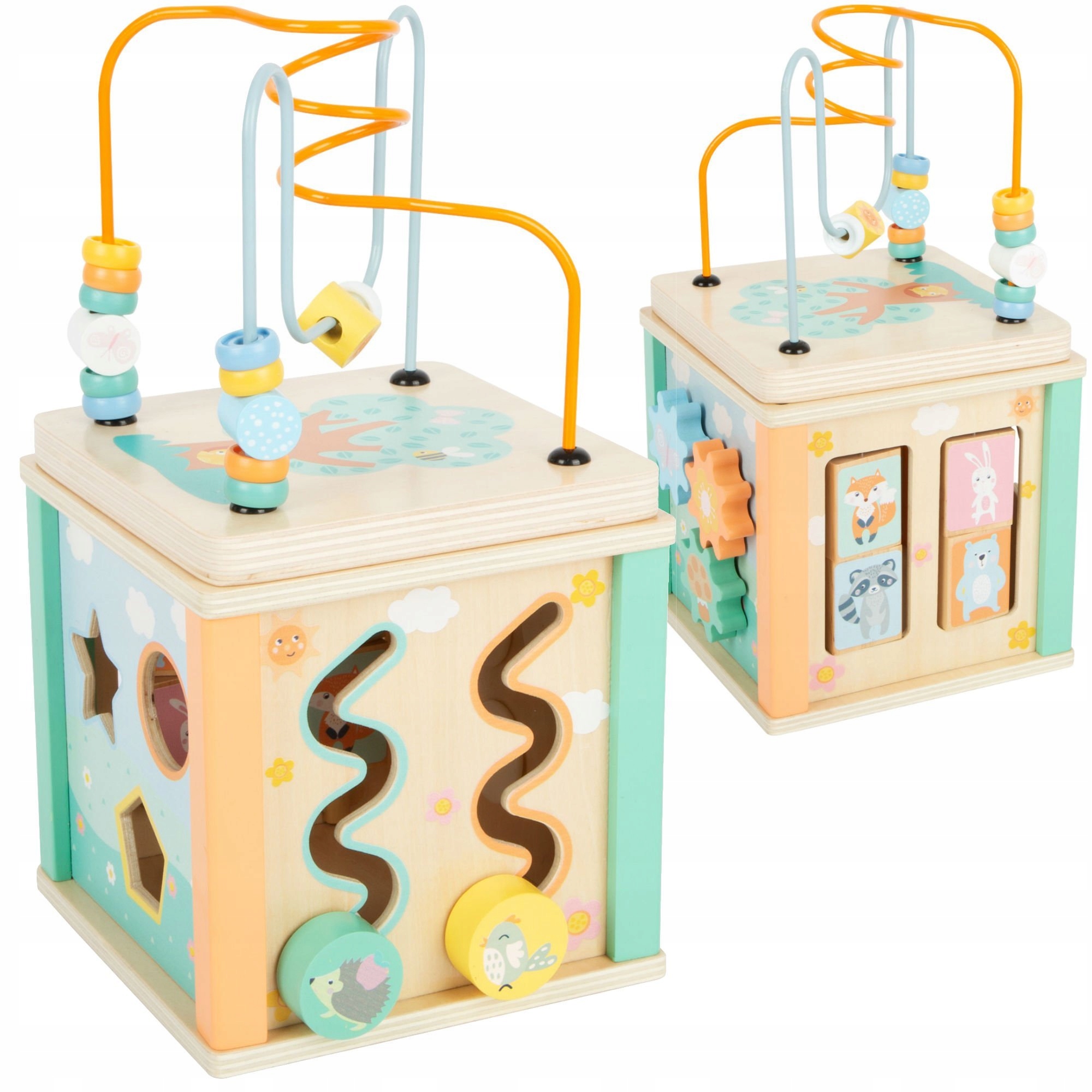 

Drewniana Kostka Edukacyjna Dla Dzieci Sorter 5w1