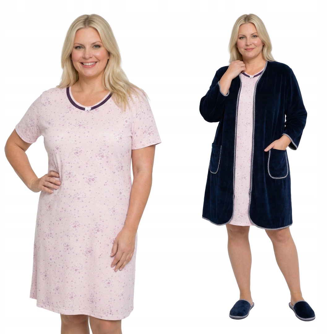 Růžová košile noční s květinami a velikostí velikost 52