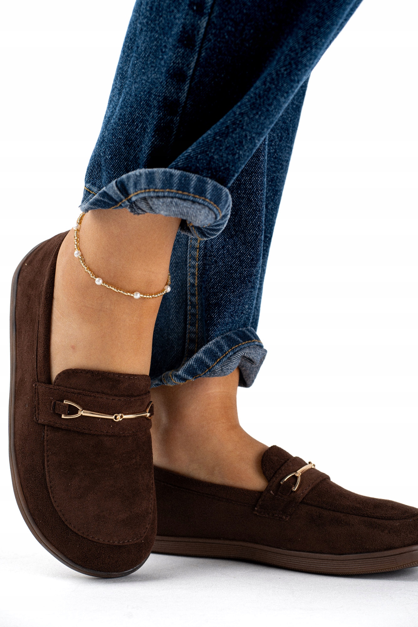 Mokasyny damskie barefoot zamszowe brązowe 36