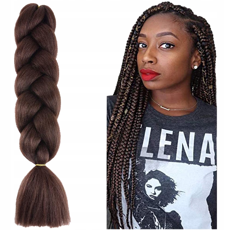 Włosy Syntetyczne do Warkoczyków Długie Ciemny Brąz