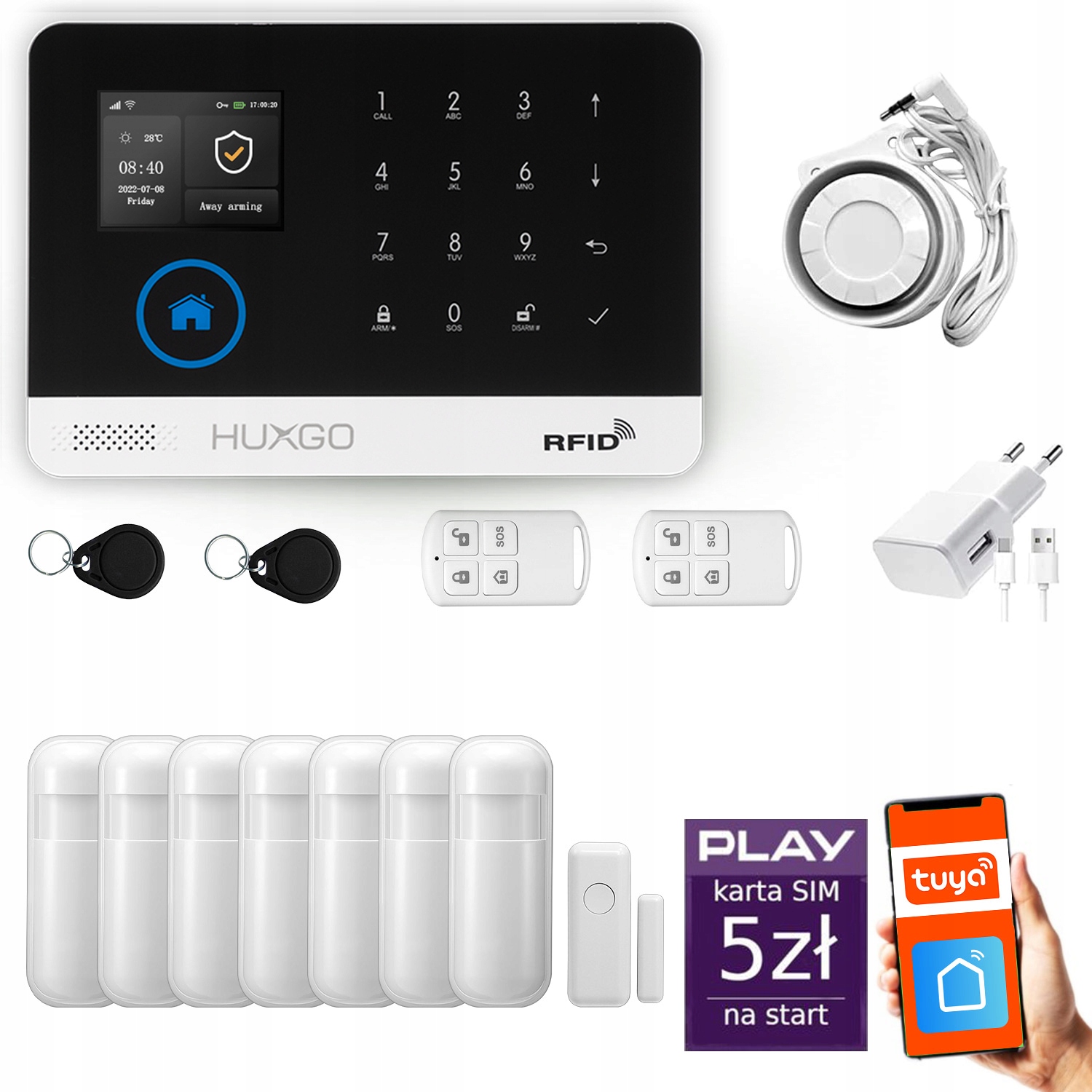 Bezdrôtový alarm Gsm WiFi, Sms, Tuya, alarmová sada Huxgo HXA003