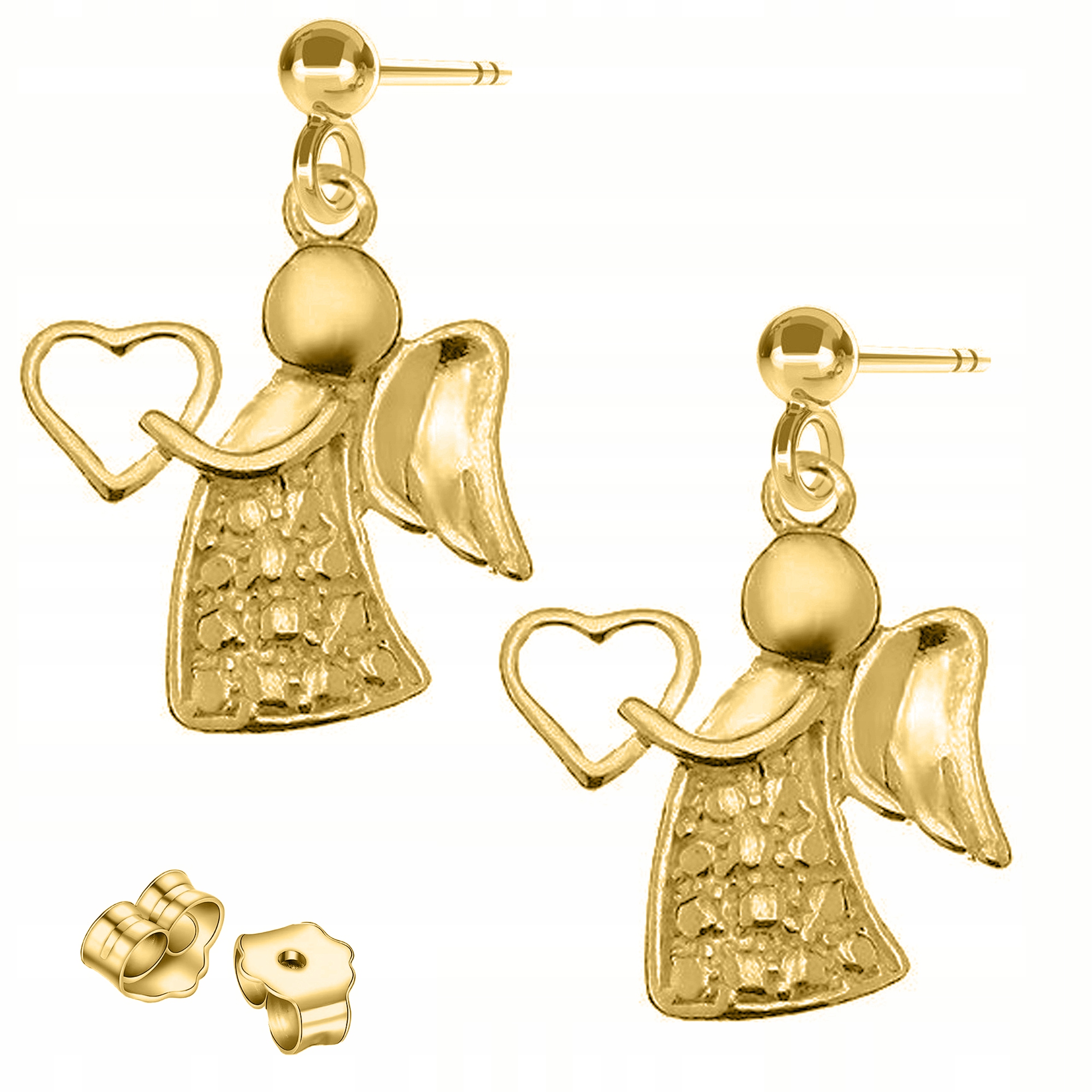 Zlaté Náušnice Srdce s anděly Andělé strážní andělé Andělé Stříbro 925