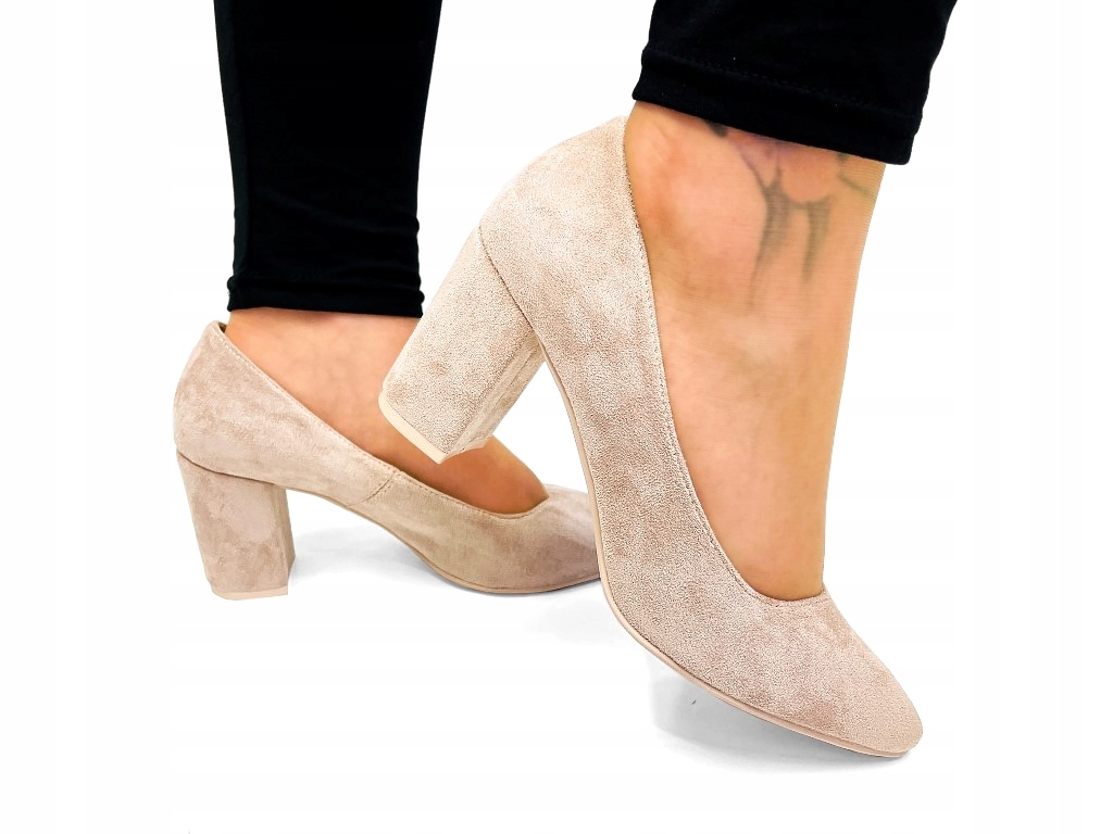 BEŻOWE BUTY NA OBCASIE BEŻ SZPILKI NA SŁUPKU 41