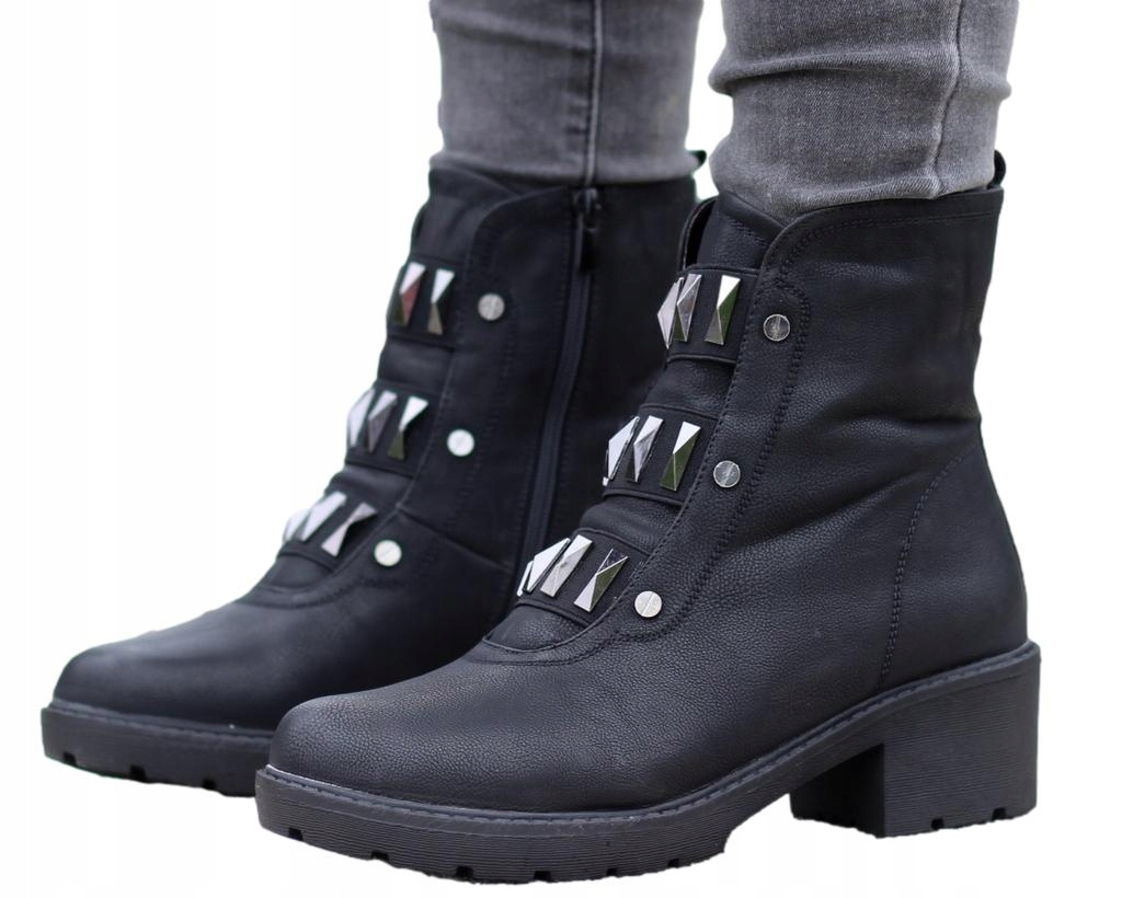 

Botki Damskie Blogerki Na Słupku Ocieplane BLACK40