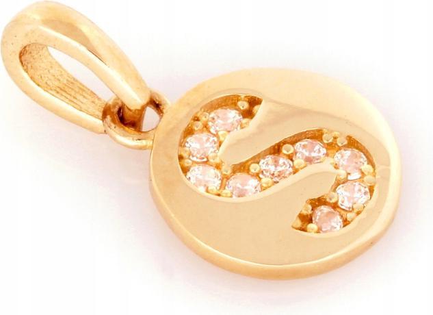 Zlatý přívěsek 585 písmeno s v kruhu, módní vzor na řetízek dárek 14k