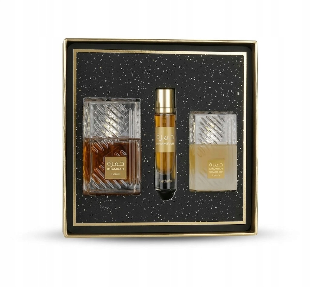 Sada Lattafa Khamrah EdP 100 ml EdP 12 ml Vůně na vlasy 50 ml