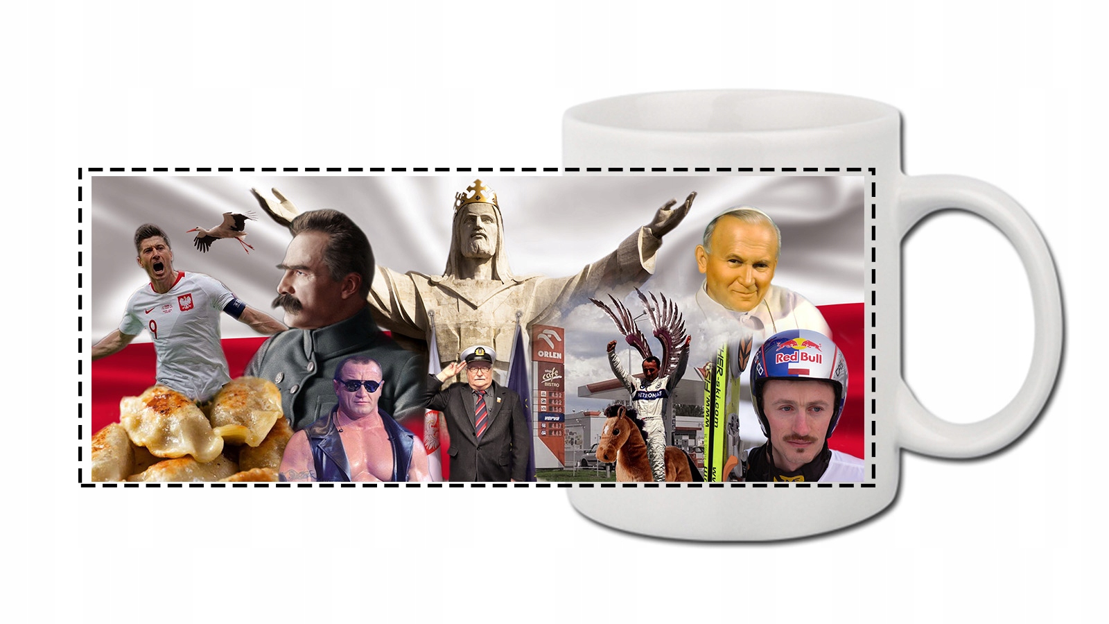 Kubek Biały Śmieszny Prezent Wzór WIELCY POLACY 01 Marka Funandstyle