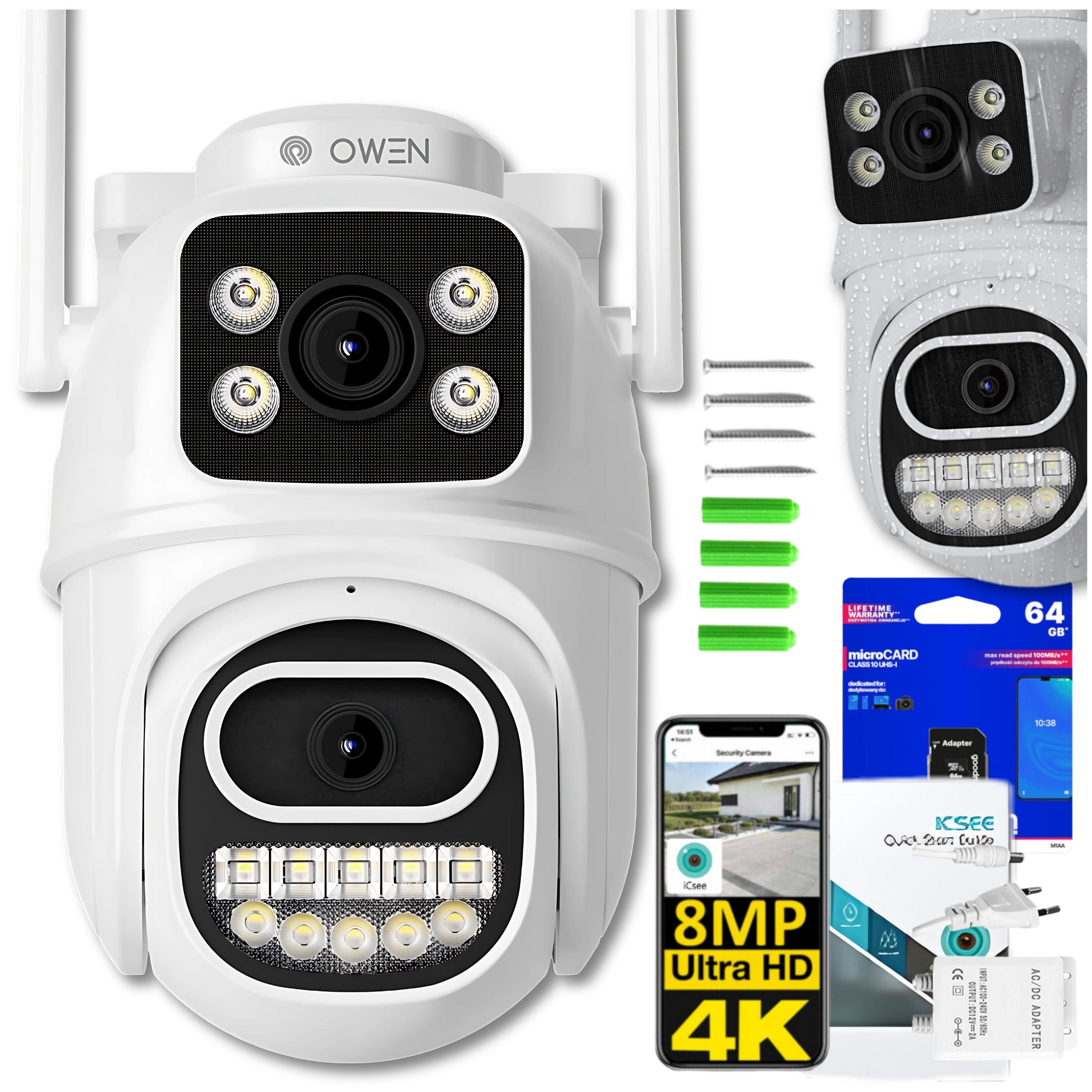 Vonkajšia Otočná Ip Kamera Wifi Icsee Zoom Dva Objektívy 8MPx Ultra Hd