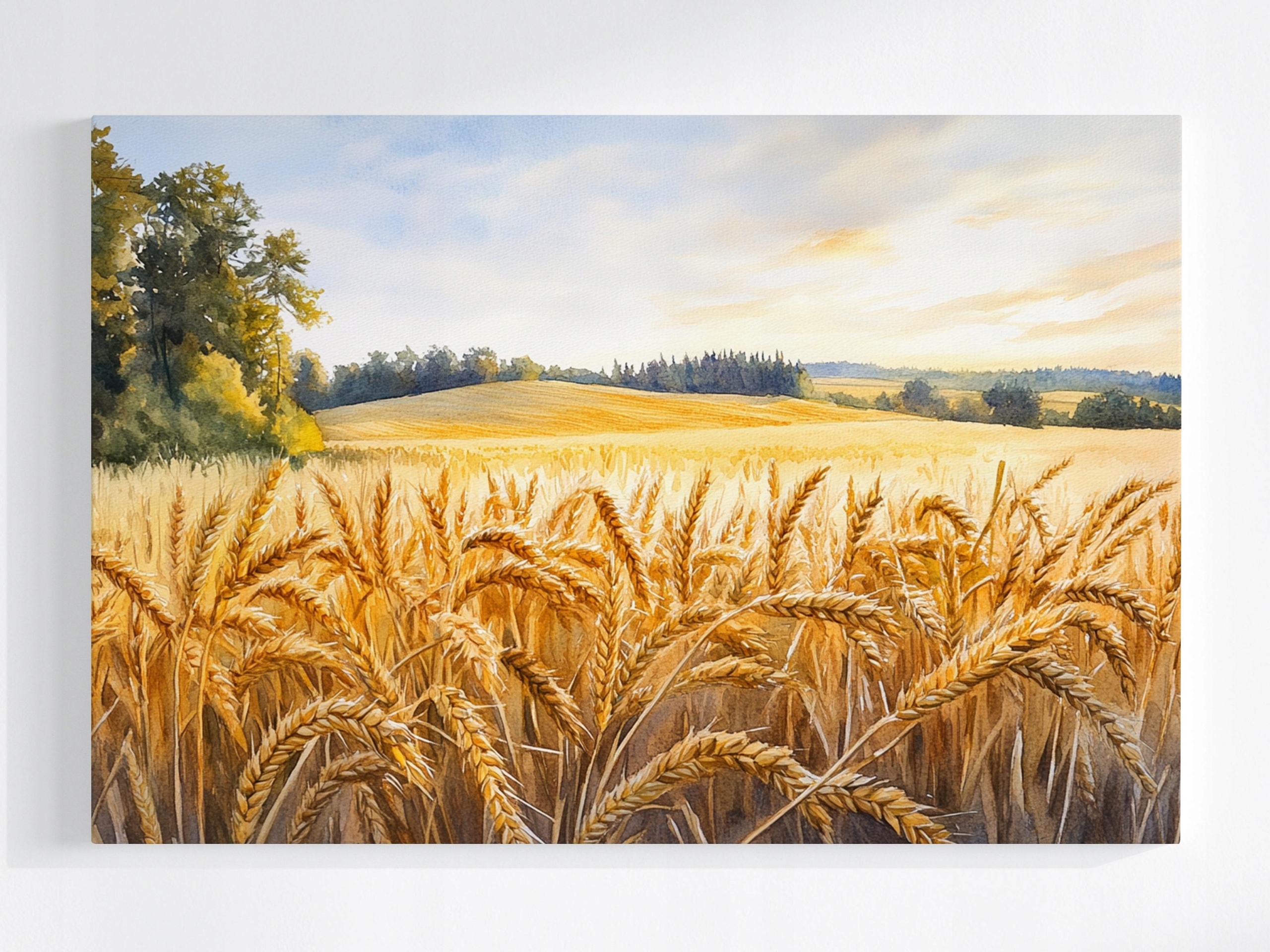 Obraz Na Plátně Canvas Pohled Na Krajinu Krajina Vesnice Pole Obilí Klasy 120x80