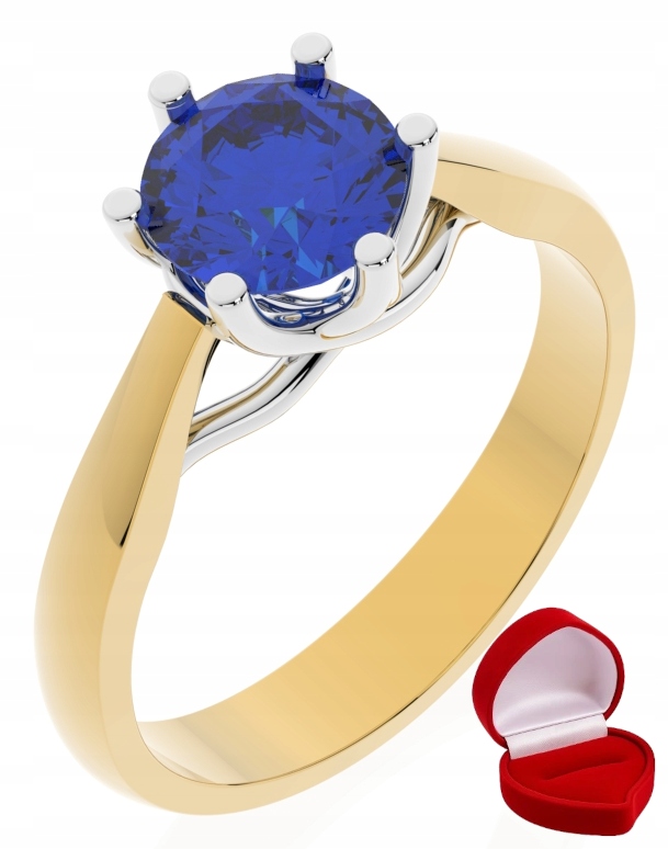 Zlatý Prstýnek 585 14k Safír 1 ct Krabička Certifikát R20