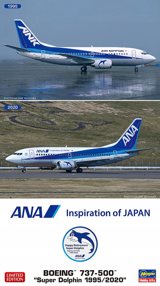 Boeing 737-500 (ana) Dolphin 1995/2020 (2ks) 1:200 Hasegawa 10839