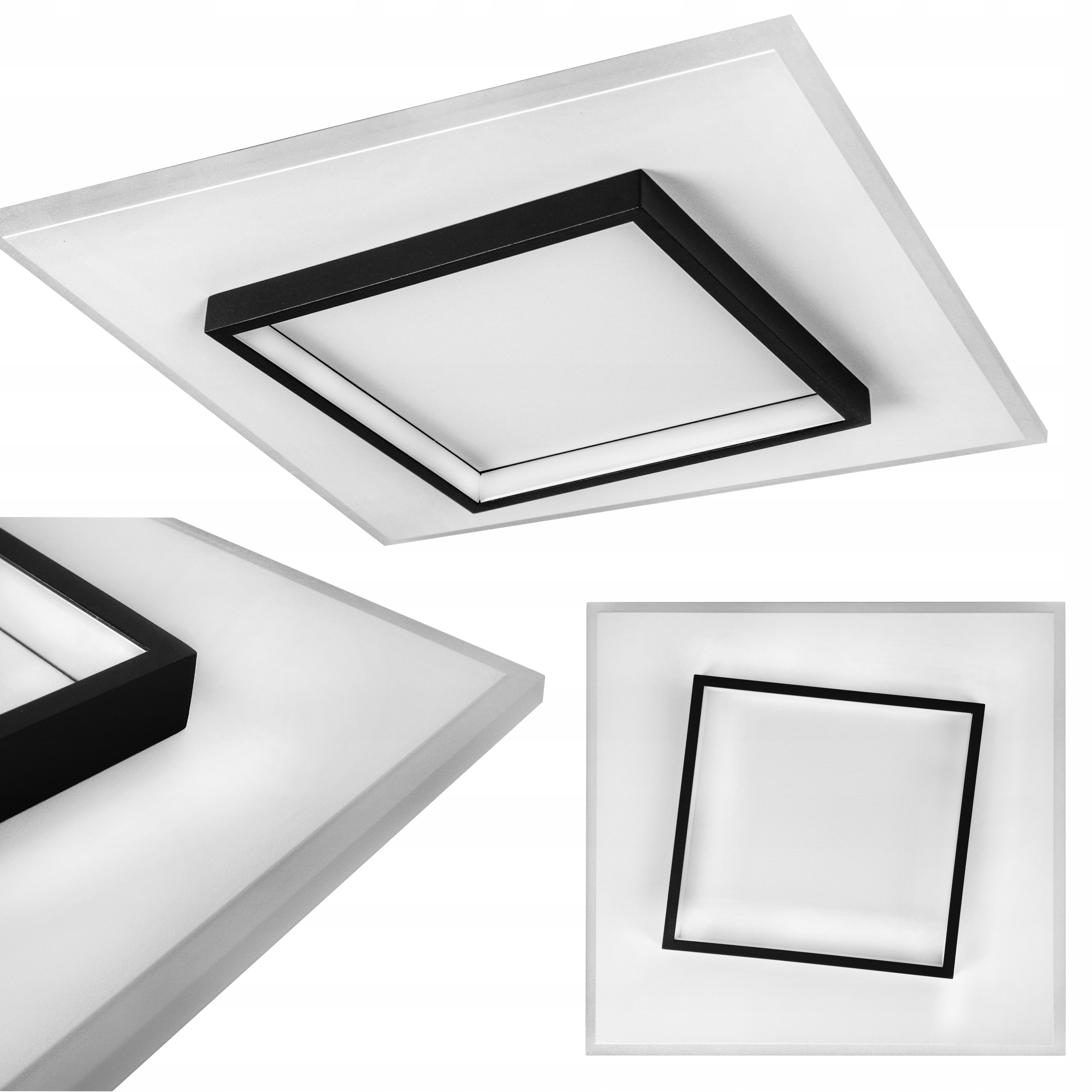 Moderný Luster Stropná Lampa Štvorcová Stropné Svietidlo Led 32W Biela Matná Čierna