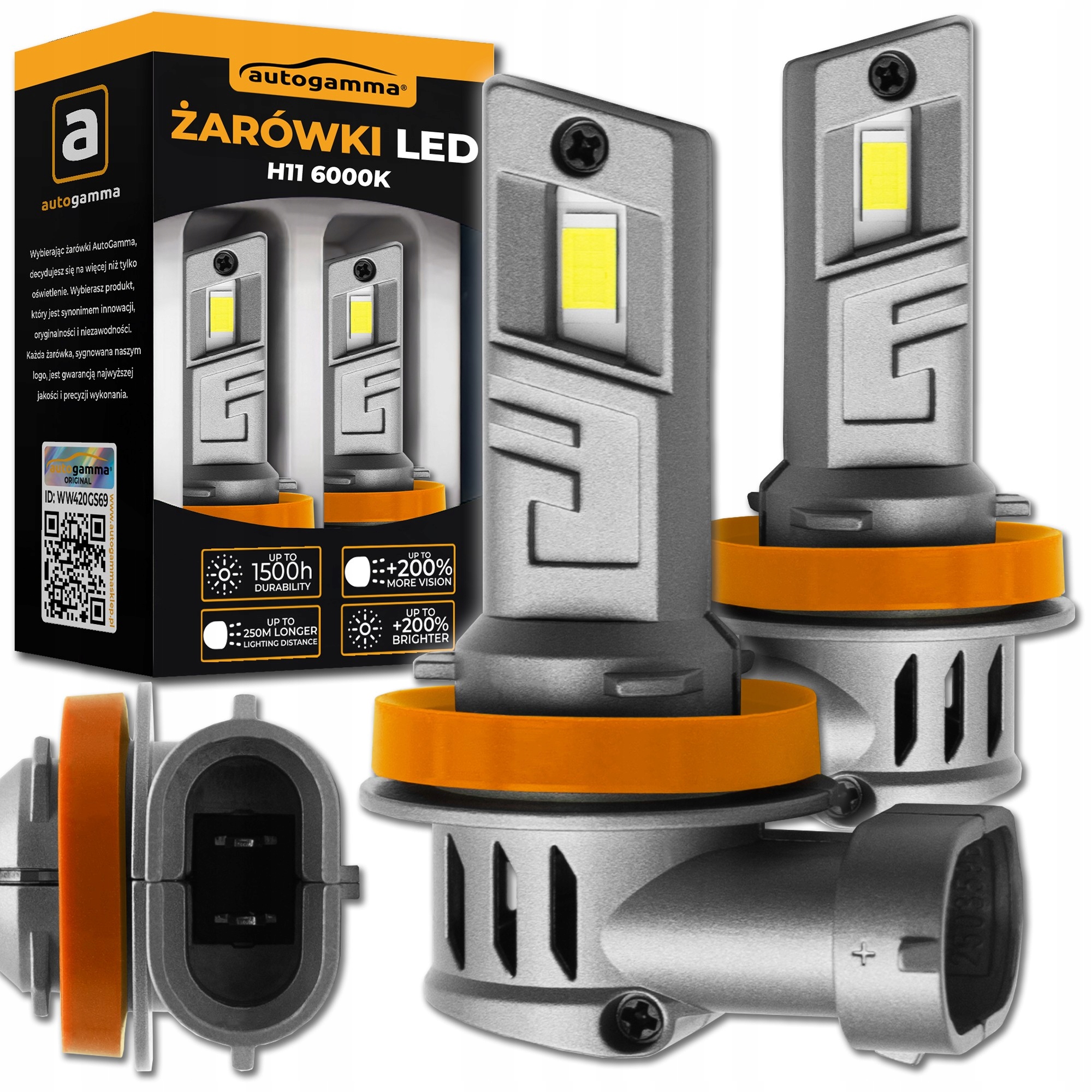 Żarówki samochodowe Led Mocne H11 H9 H8 50W 4200LM 6000K Canbus 2 szt