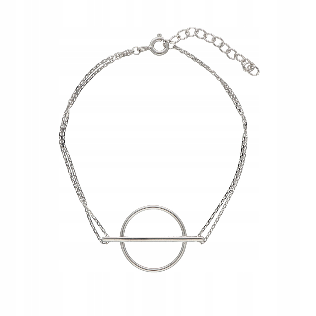 Náramek s paličkou a kolečkem, stříbro rhodiované