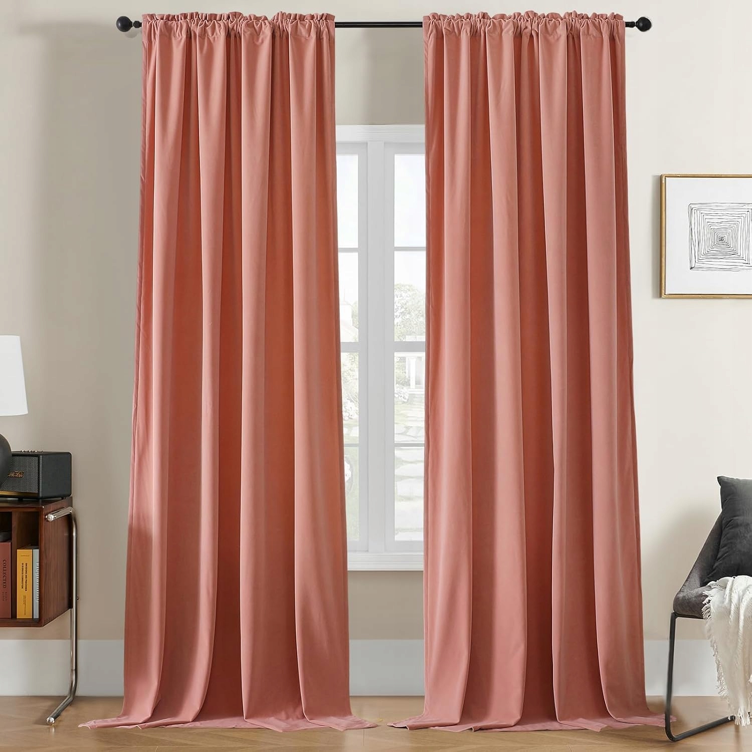 Joydeco Sada 2 zatemňovacích závesov 132 x 245 cm, termálne, ružové