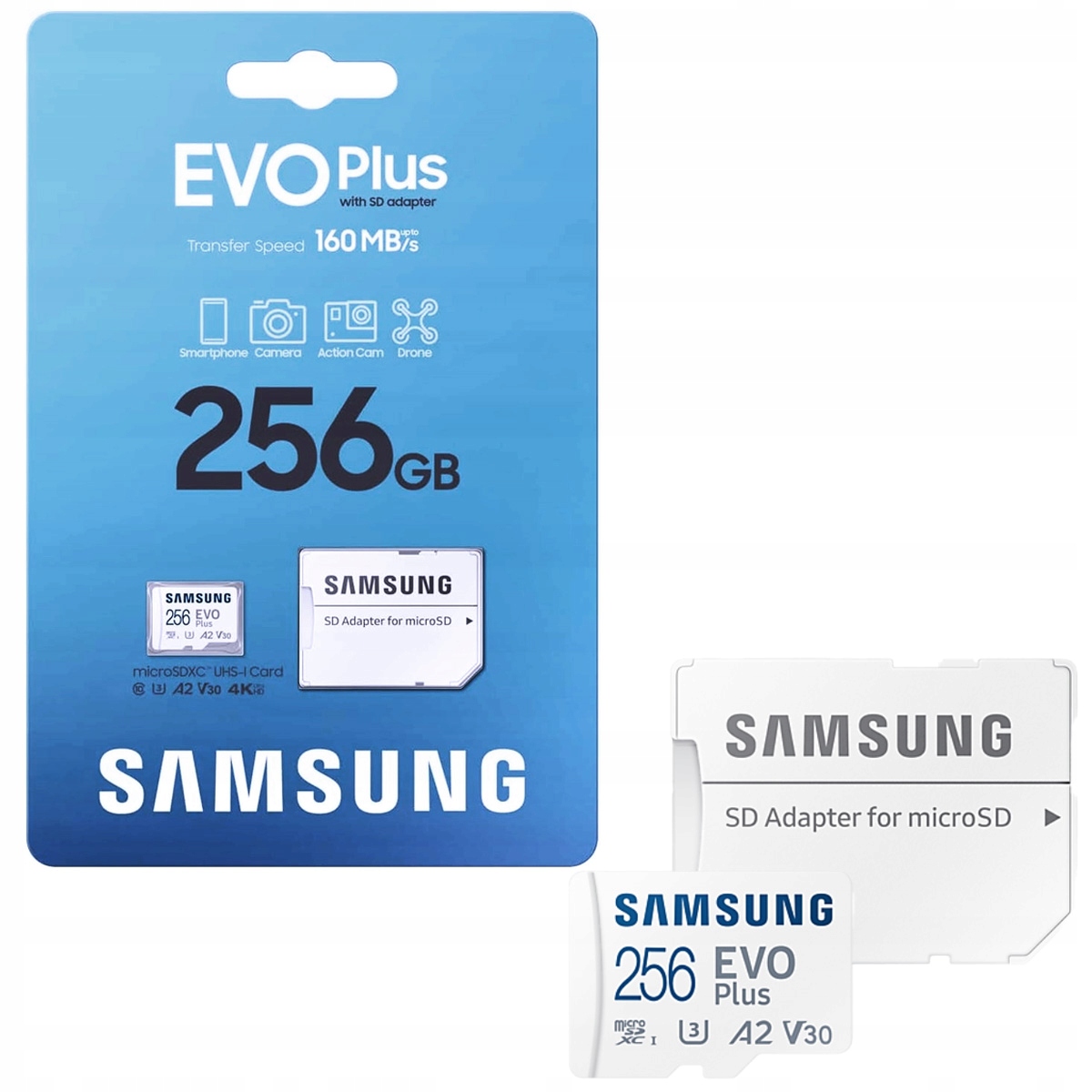Karta Pamięci z adapterem Samsung Evo+ 256GB micro Sd 160MB/s