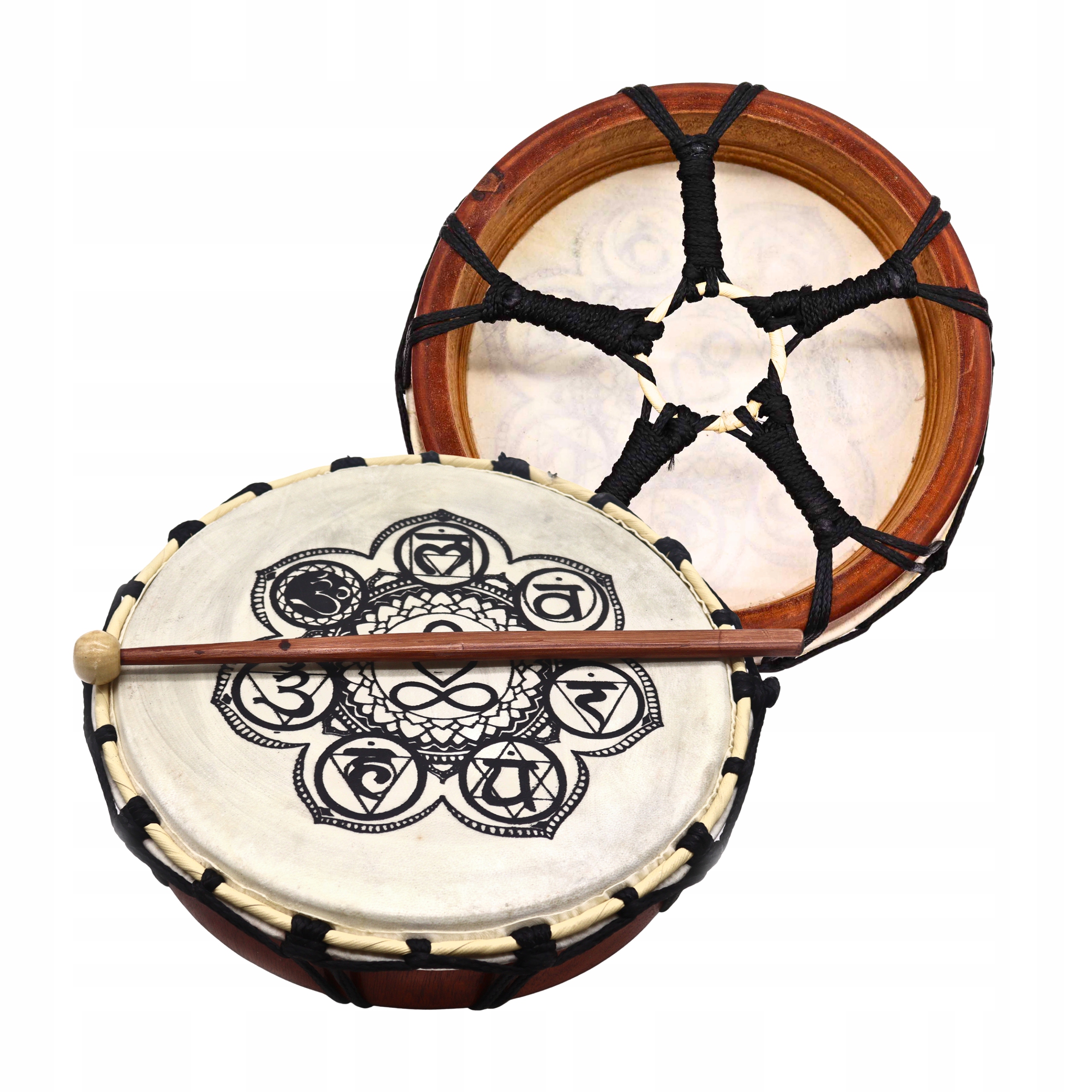 Šamanský buben Kožená čakra Dřevěná palička Meditace Jóga Terapie