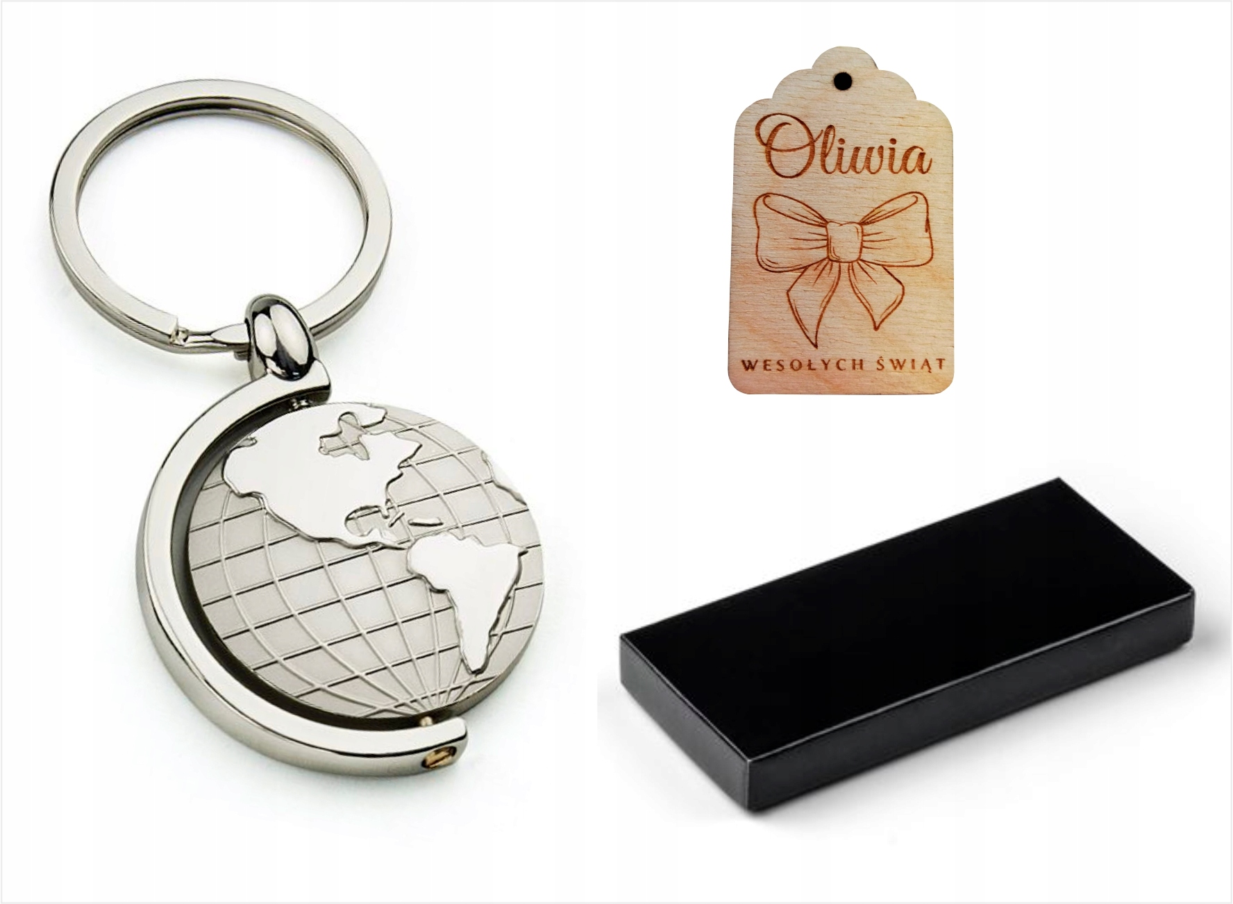 

Brelok Globus + grawer, zawieszka, etui