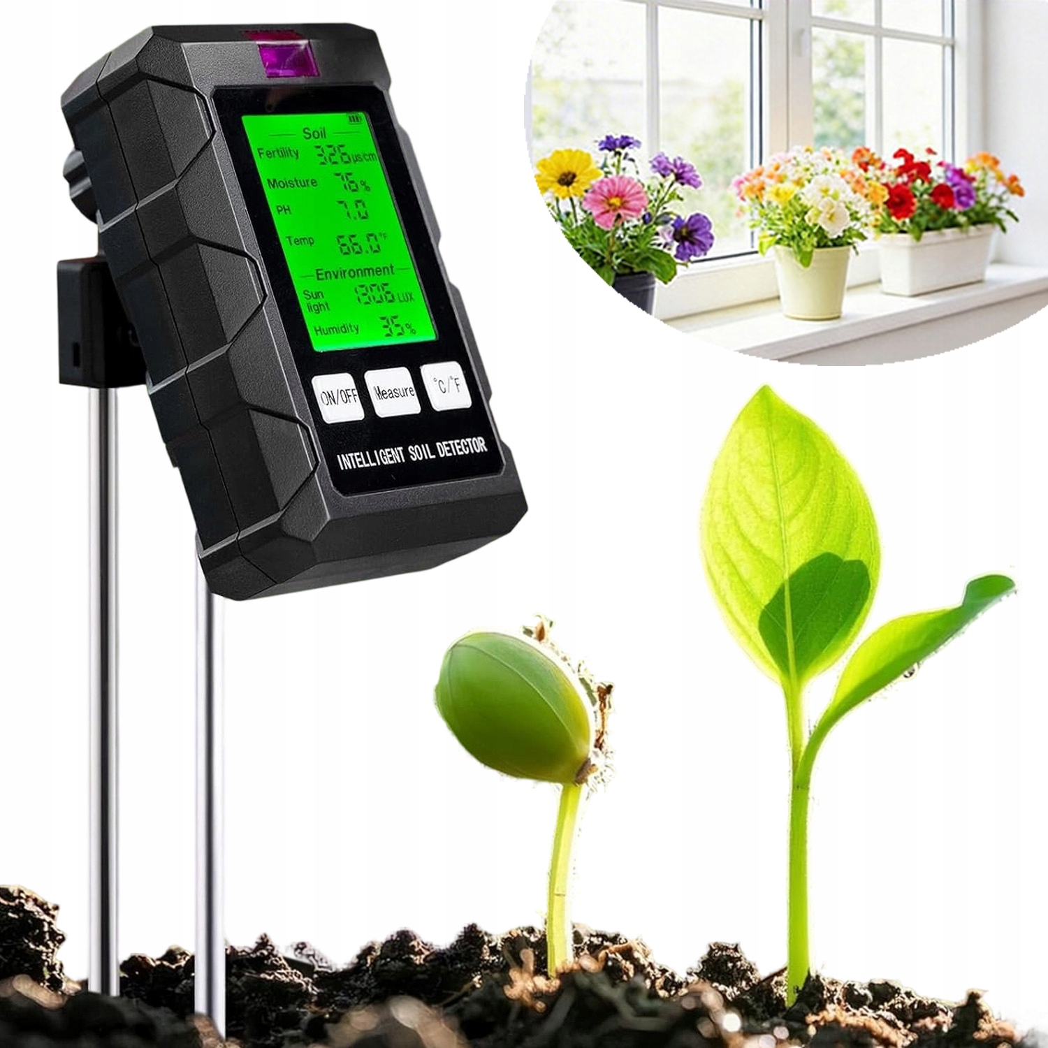 Tester Kyselinoměru Půdy 6V1 S LCD Displejem, Úrodnost, Vlhkost Apod.
