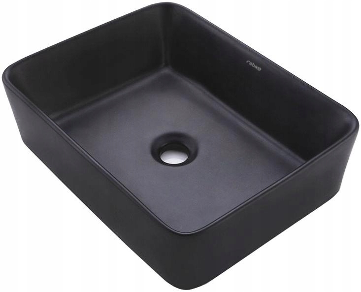 Keramické Umyvadlo Na Desku Matné Černé, Umístěné Na Obdélníkové Desce