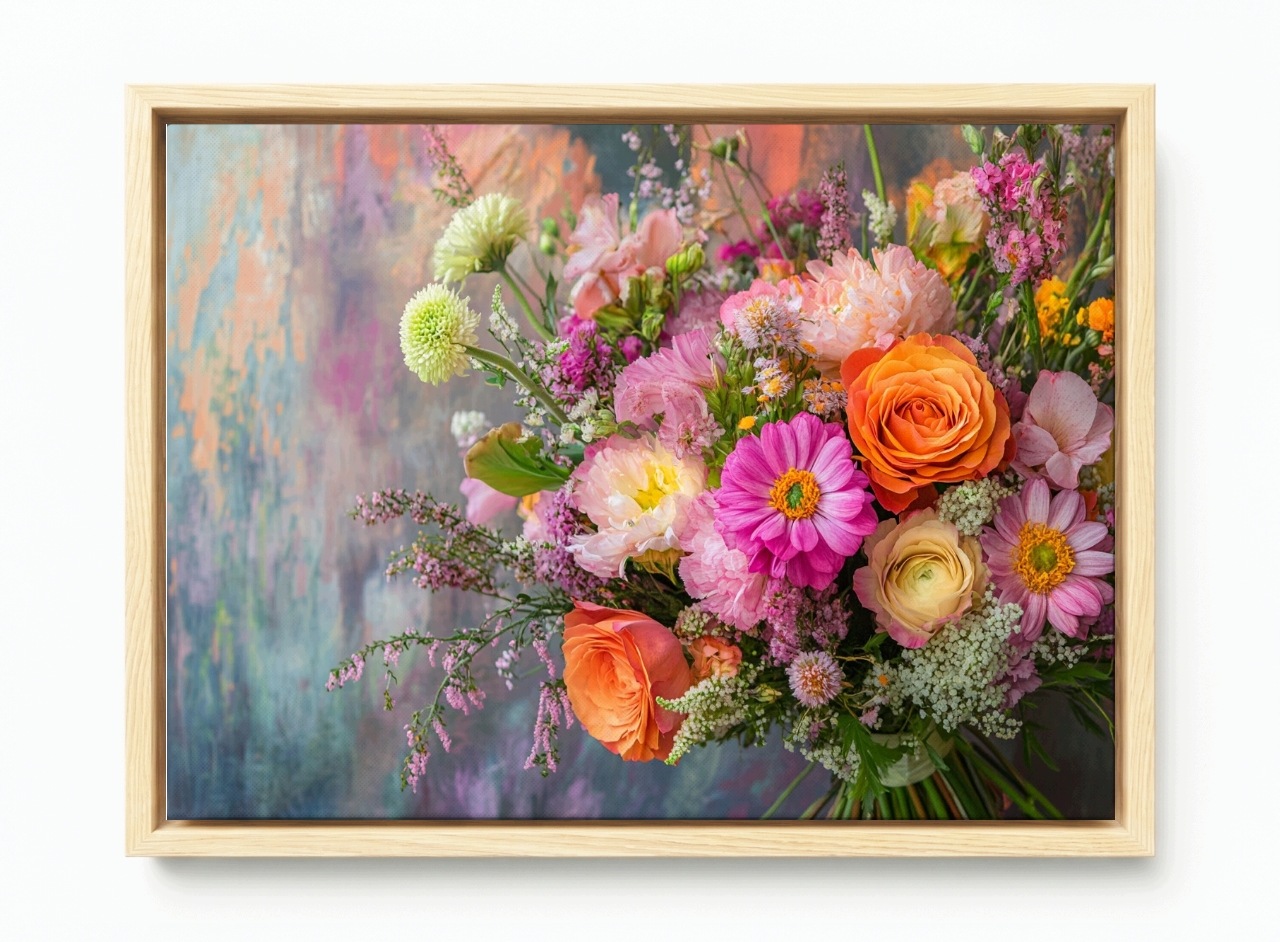 Obraz Rám Americký Box Dekorace Barevné Květiny Kytice Vázanka 60x40
