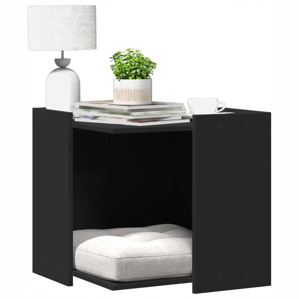 Levně shumee vidaXL Toaleta pro kočky černá 53 x 53 x 51 cm kompozitní dřevo
