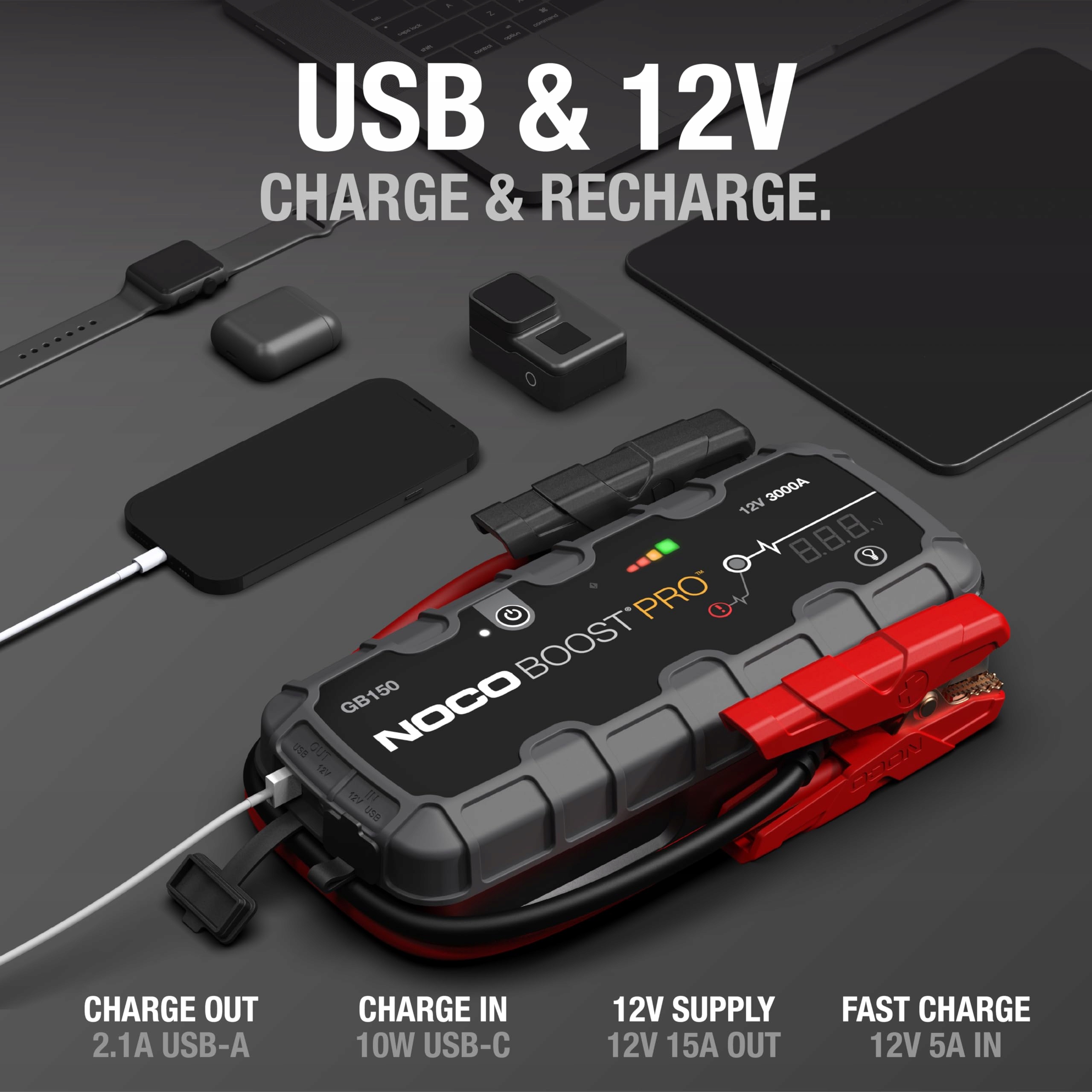 NOCO Boost GB150 3000A Powerbank Rozruchowa 12V 9L Benz. 7L Diesel — miniatura 4