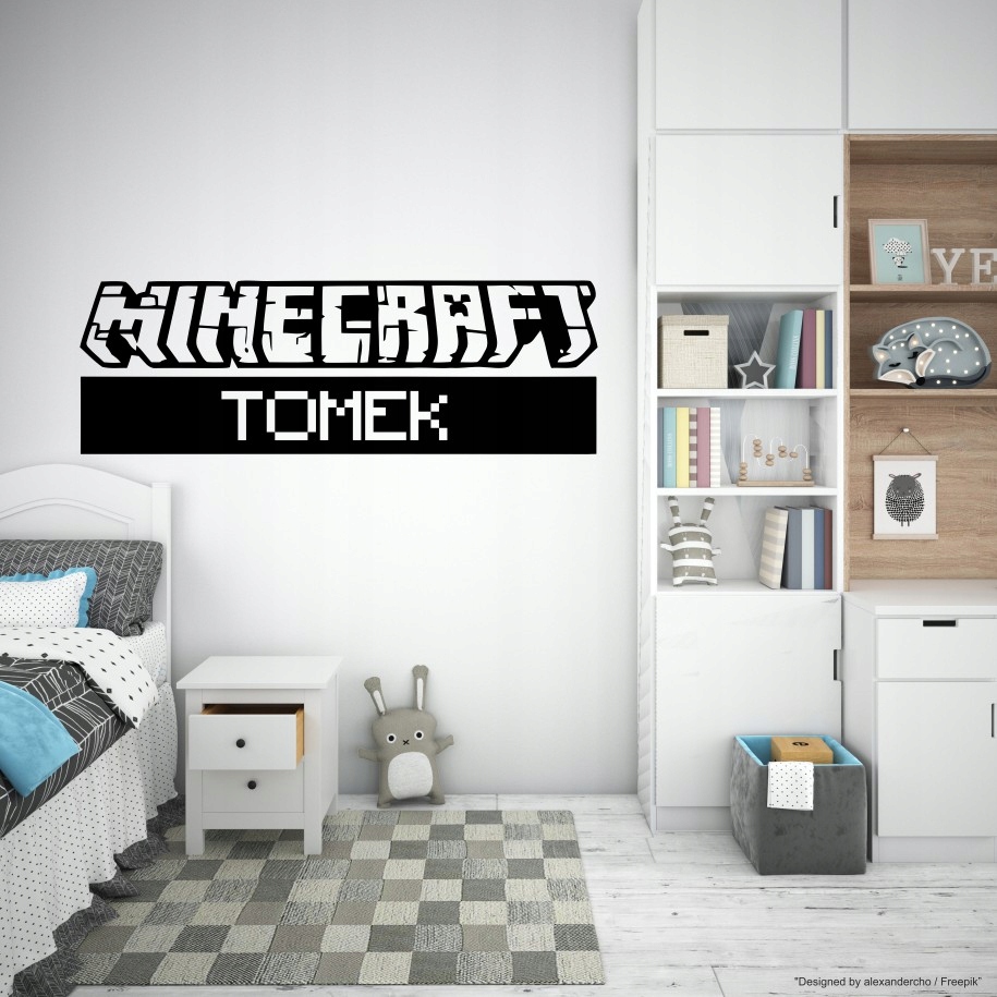 MINECRAFT NAKLEJKA Z IMIENIEM DZIECKA 140x47cm Marka bez marki