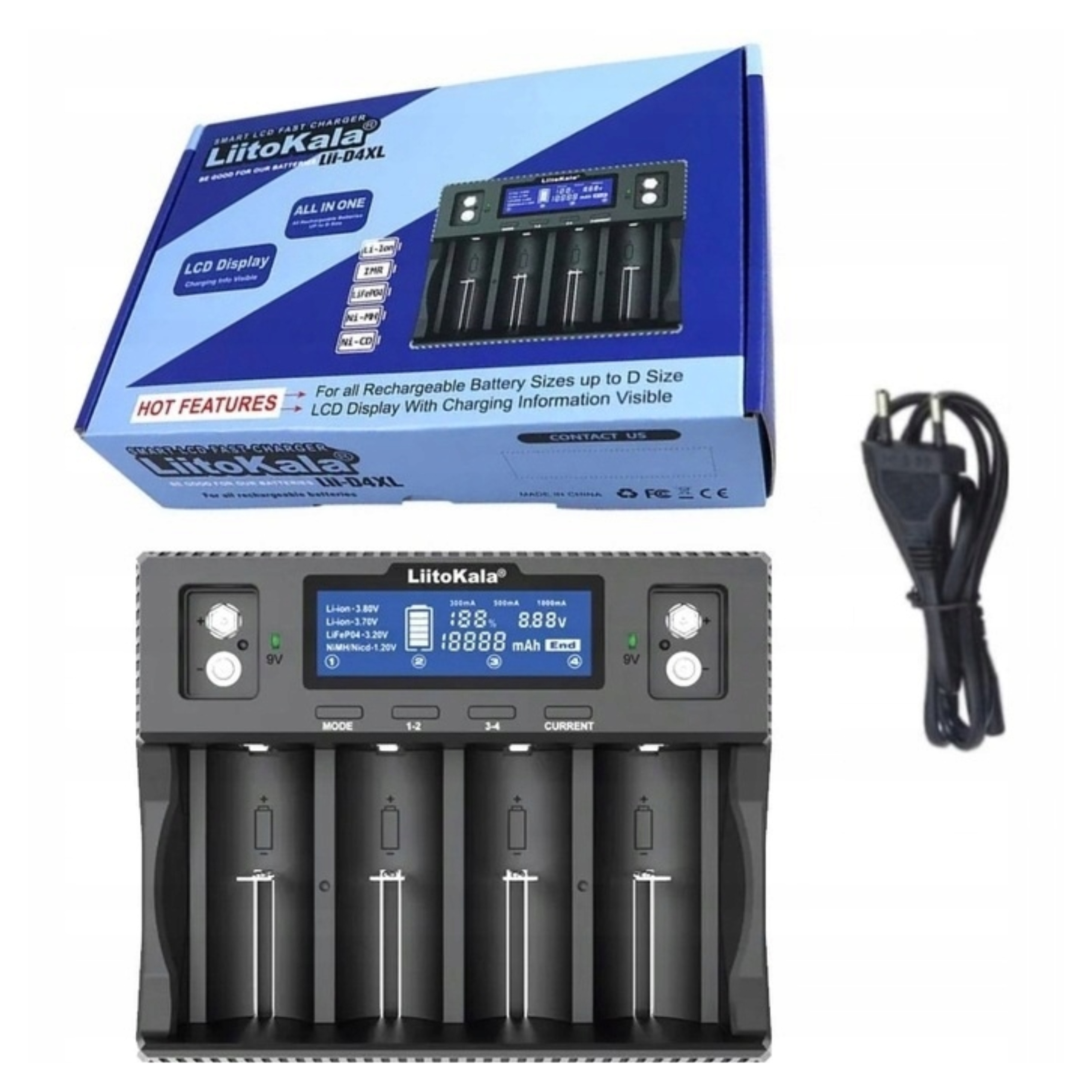 LiitoKala Lii-D4XL Univerzální Nabíječka Akumulátorů Li-Io Aaa 18650