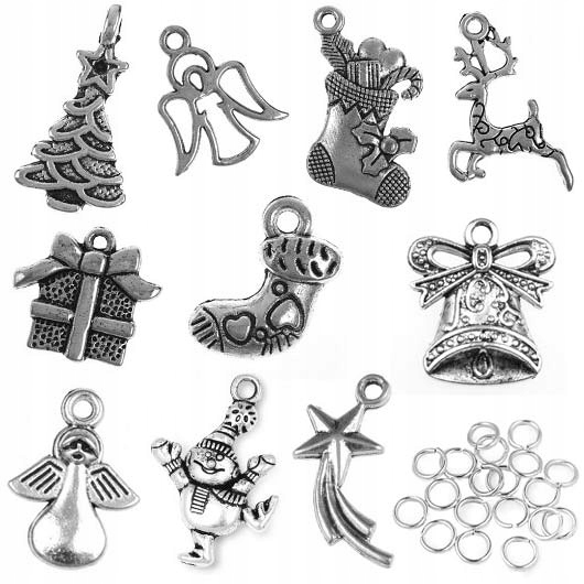Zawieszki Charms Świąteczne Ogniwa Zestaw 20ELEM