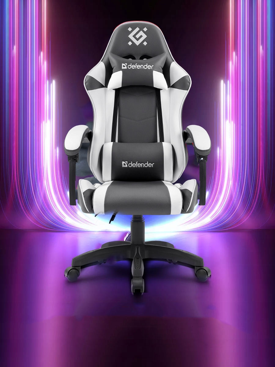 FOTEL DEFENDER FORTUNE SZARO-BIAŁY GAMING — 17