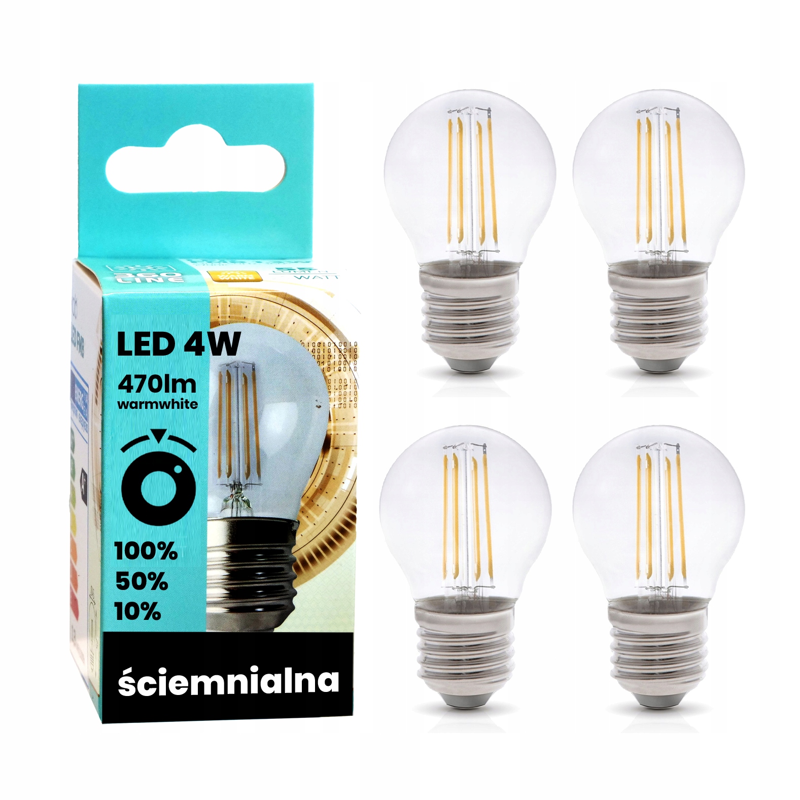 

4x Żarówka Led E27 4W Filament Ściemnialna Girland