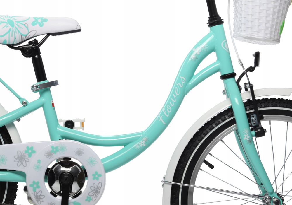 Polski Rower 20cal FLOWERS dla dziewczynki miętowy Rozmiar koła (
