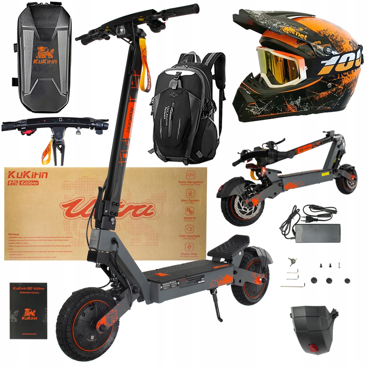 Kukirin G2 Ultra elektrické vozidlo 2000W 55km/h 55KM 48V18Ah 10" dárky