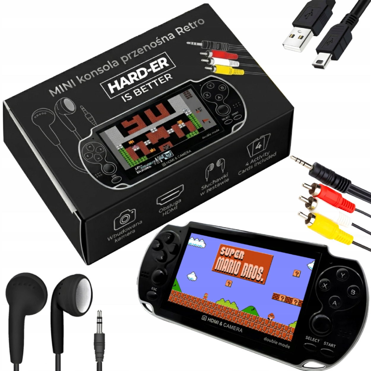 Mini Konsola Przenośna Retro 1000 Gier Polskie Menu Usb Hdmi Sd 5,1"