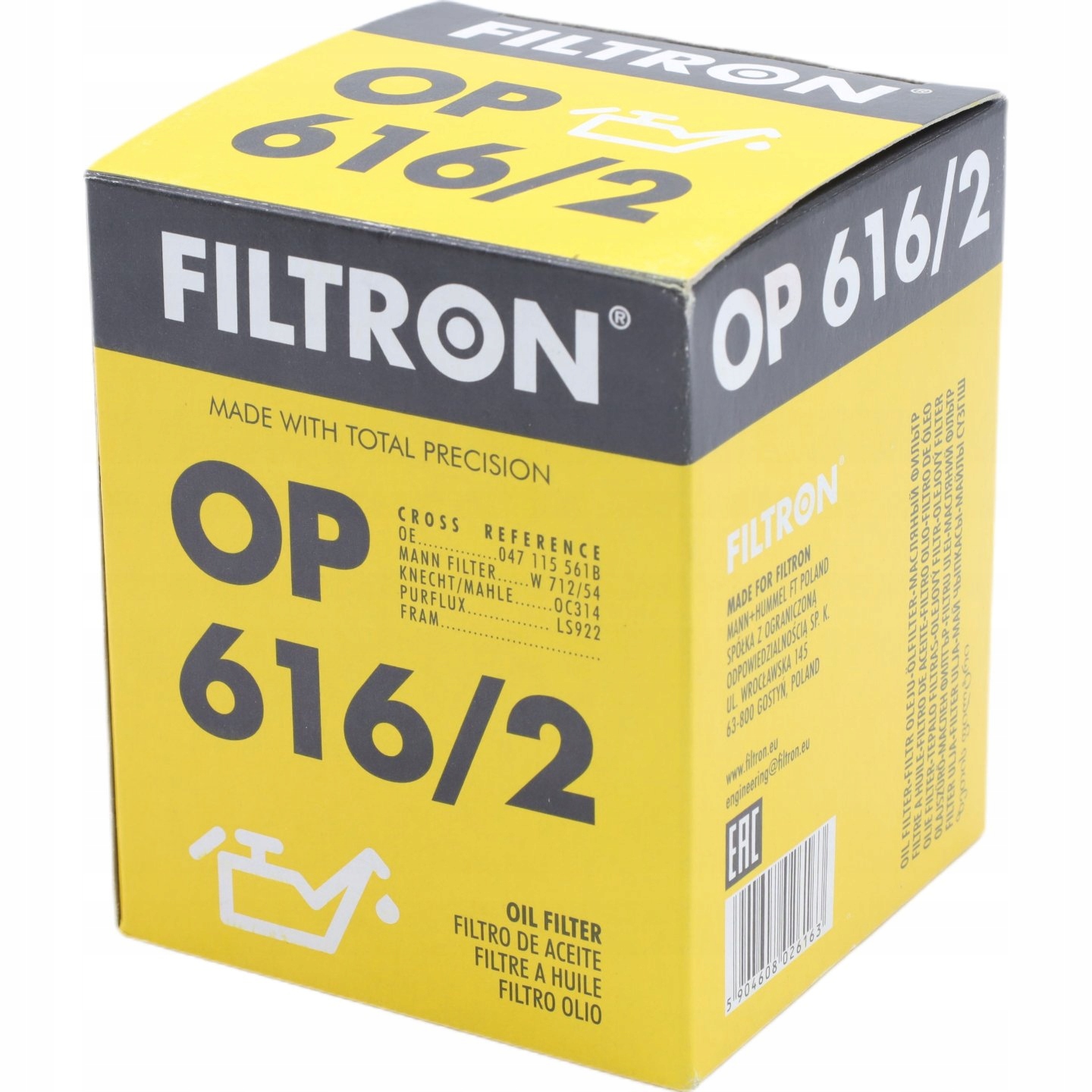 Filtr Oleju Filtron OP616/2 Typ samochodu Samochody osobowe