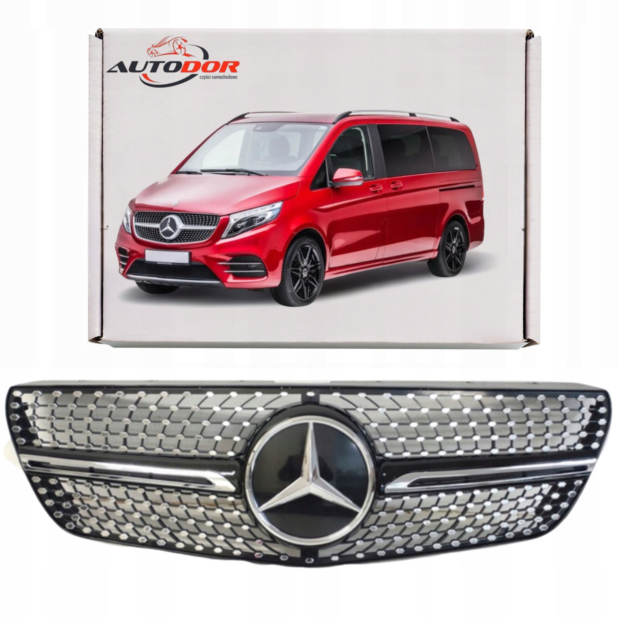 V Třídě W447 2019- Lift Atrapa Mřížka Gril Diamond Černá Emblém