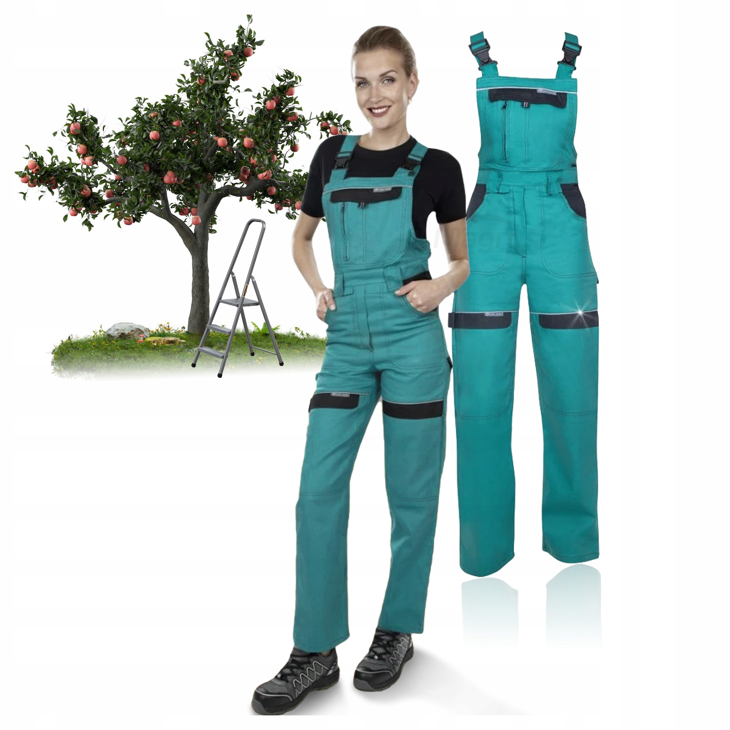 Ogrodniczki Robocze Damskie Spodnie Bhp Bawełna Ardon Cool Trend Zielone 44