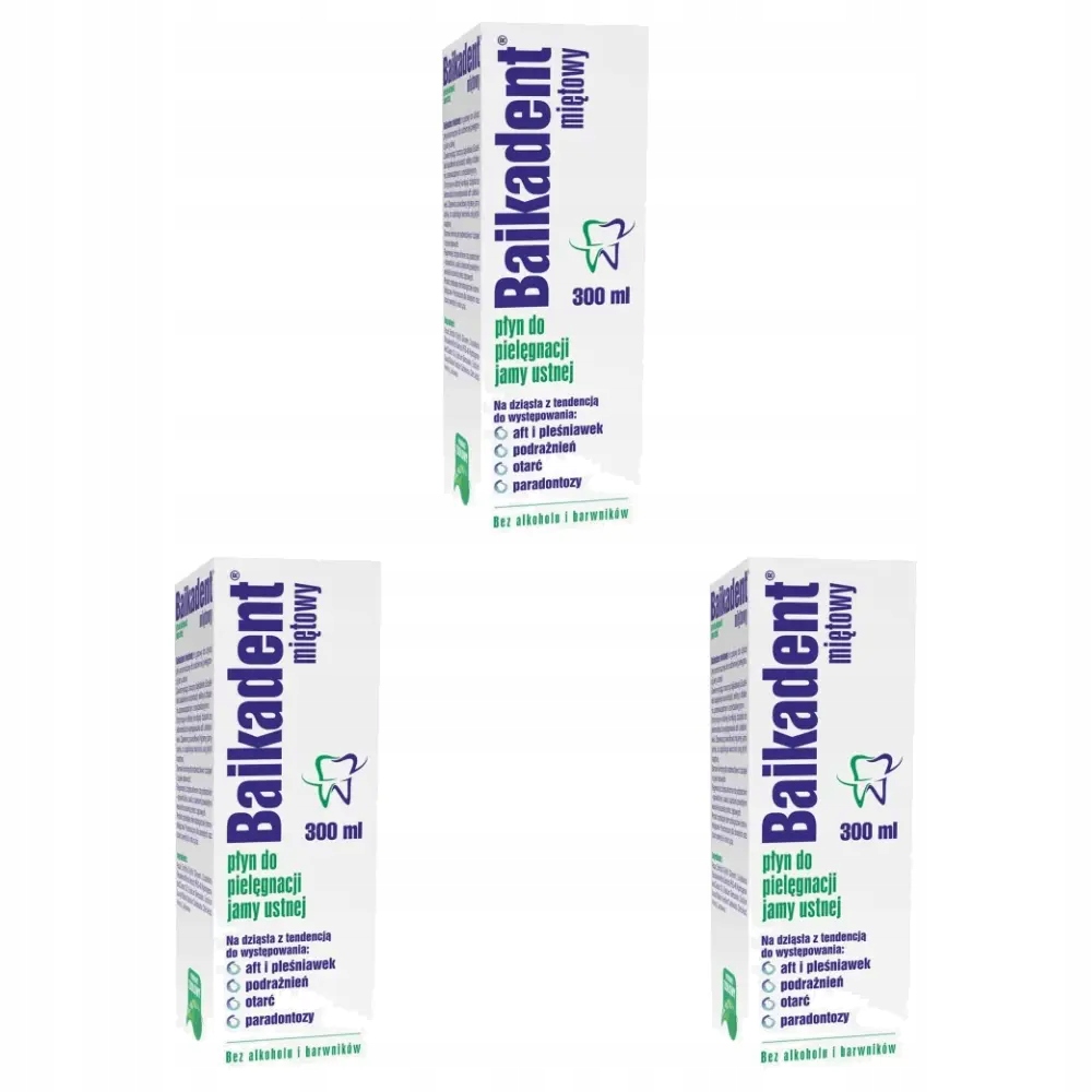 3x Baikadent miętowy Płyn do pielęgnacji jamy ustnej, 300 ml