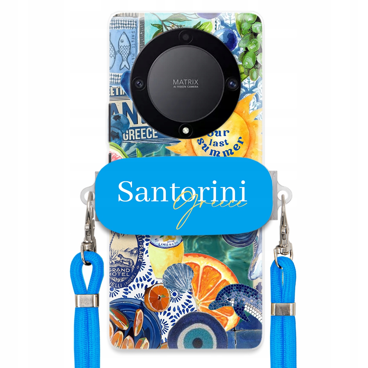 Puzdro pre Huawei Honor Magic 5 Lite Crossbody Blue držiak Santorini