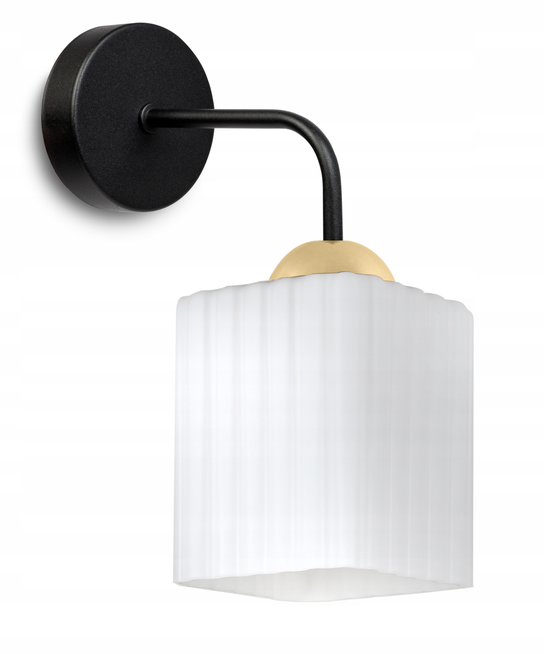 Nástěnná Lampa Černo-zlatá Bílá Skleněná Na Čtení Do Obývacího Pokoje E27
