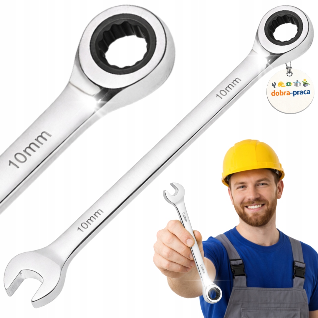 Klucz Płasko-oczkowy Z Grzechotką 10 MM Mocna Stal Cr-v Solidny