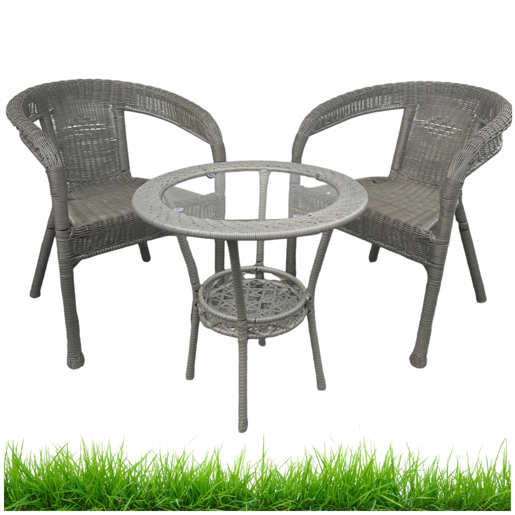 Sada záhradného nábytku technorattan Classic Mini Sivá 3 ks Balkón