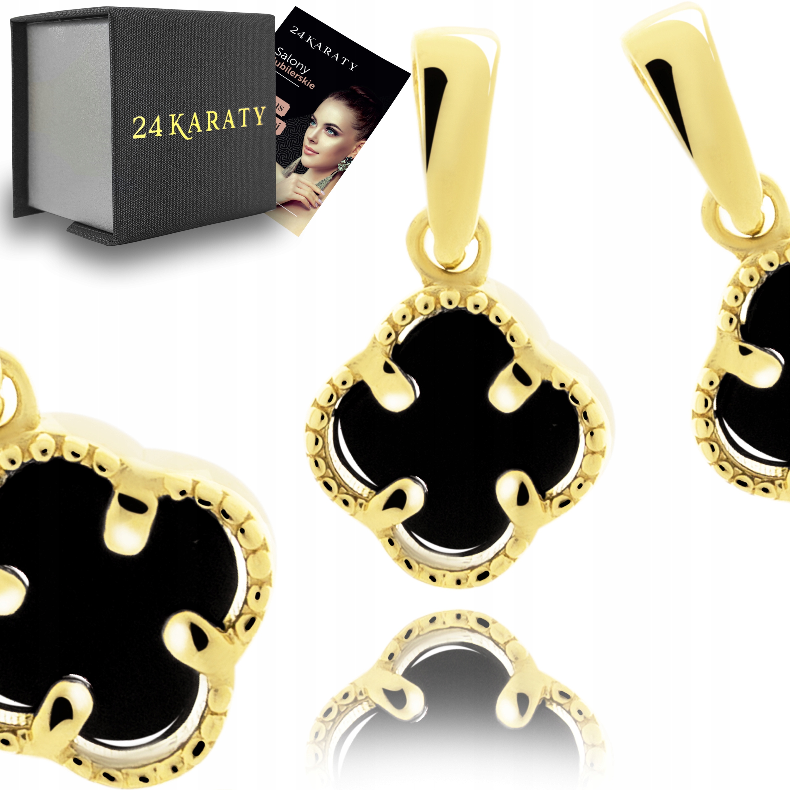 ZŁOTA ZAWIESZKA DO ŁAŃCUSZKA CZARNA KONICZYNKA PR. 585