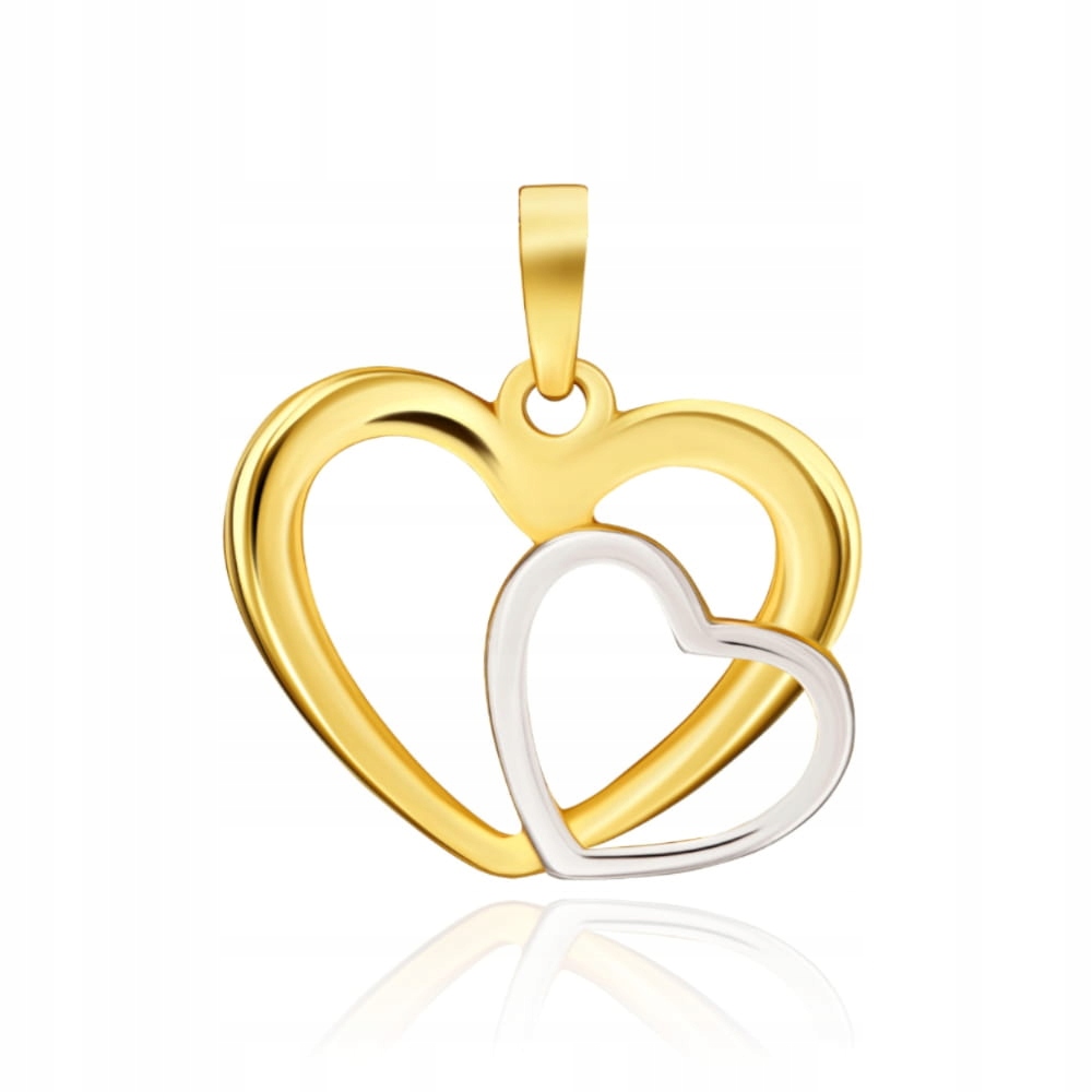 Zlatý přívěsek 585 Srdce dvě barvy zlata Bílé Zlato rámečky srdcí 0.53 g