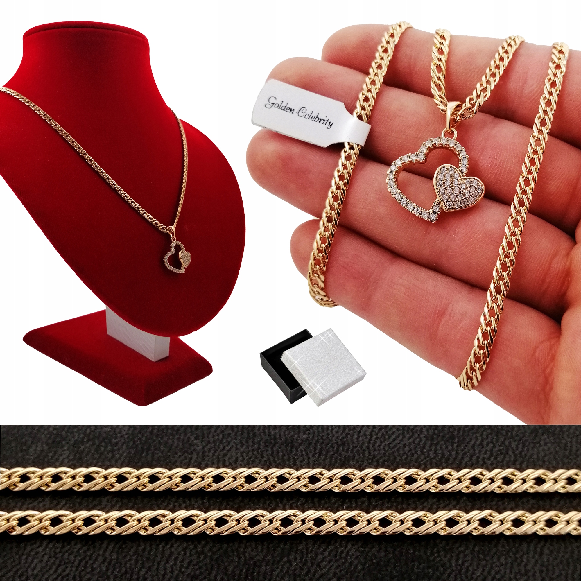 Zlatý Řetízek Rombo+srdce 18K Dárek+dedikace
