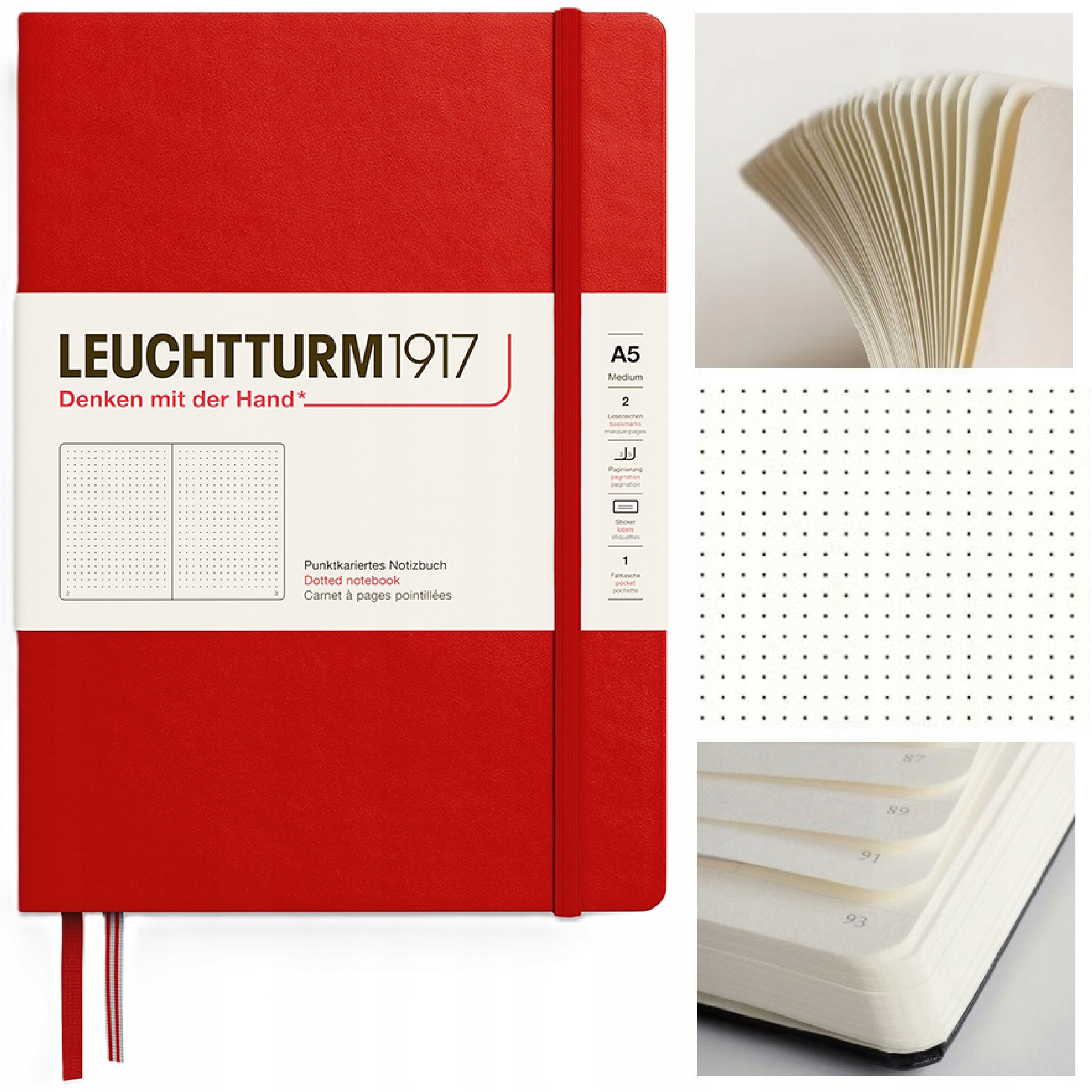 LEUCHTTURM1917 Notatnik Notes A5 Kropka bullet journal w kropki Cherry